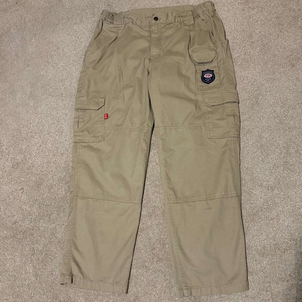 Bocomal FR Flame Resistant Mens 38x32 Cargo Field Pants Canvas Khaki Tan
